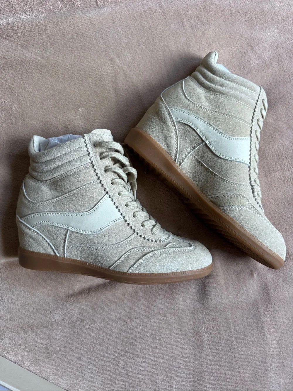 Dolce Vita Cream and Gum Wedge High-Top Sneakers